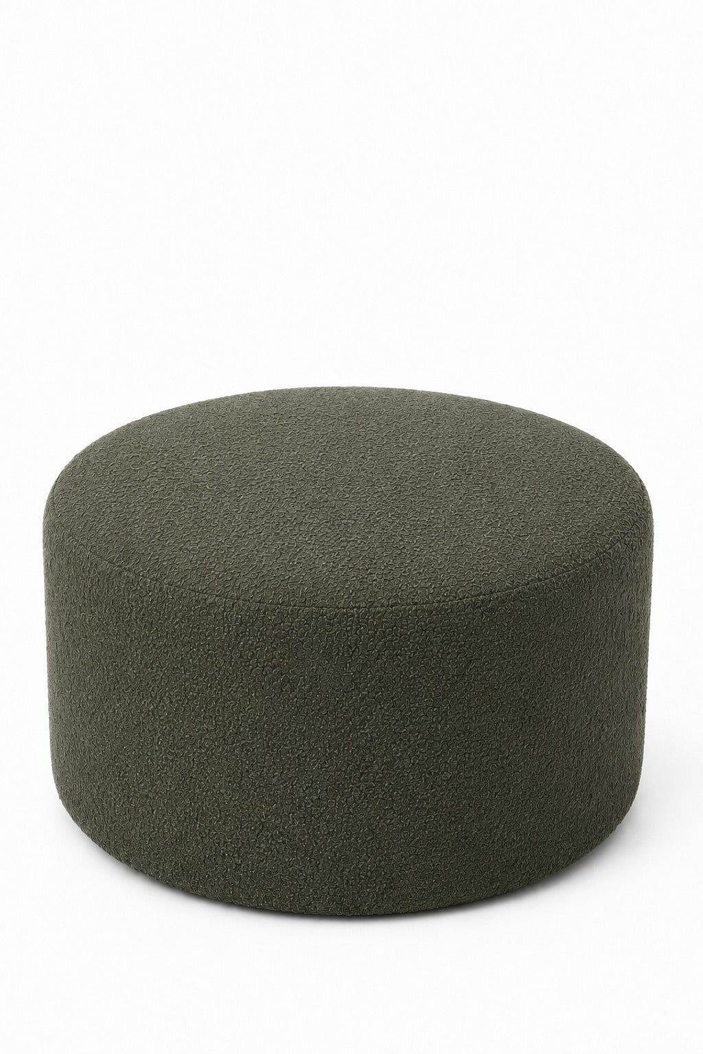 Mira Olive Wood Velvet Round Pouf (60CMx33CM)