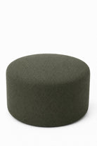 Mira Olive Wood Velvet Round Pouf (60CMx33CM)