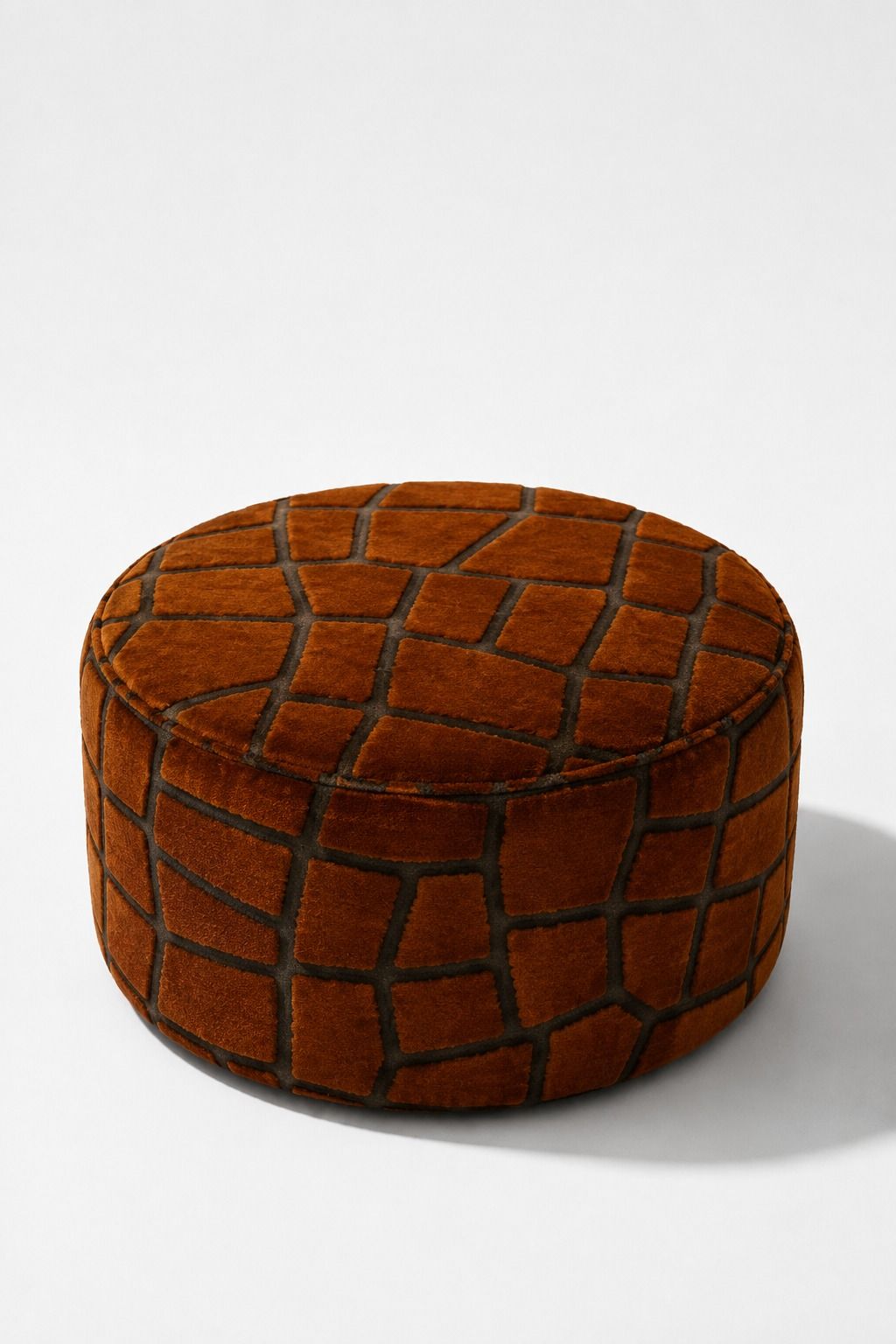Mira Rust Cobblestone Patterned Round Pouf (60CMx33CM)