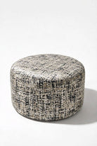 Mira Taupe Grid Patterned Round Pouf (60CMx33CM)