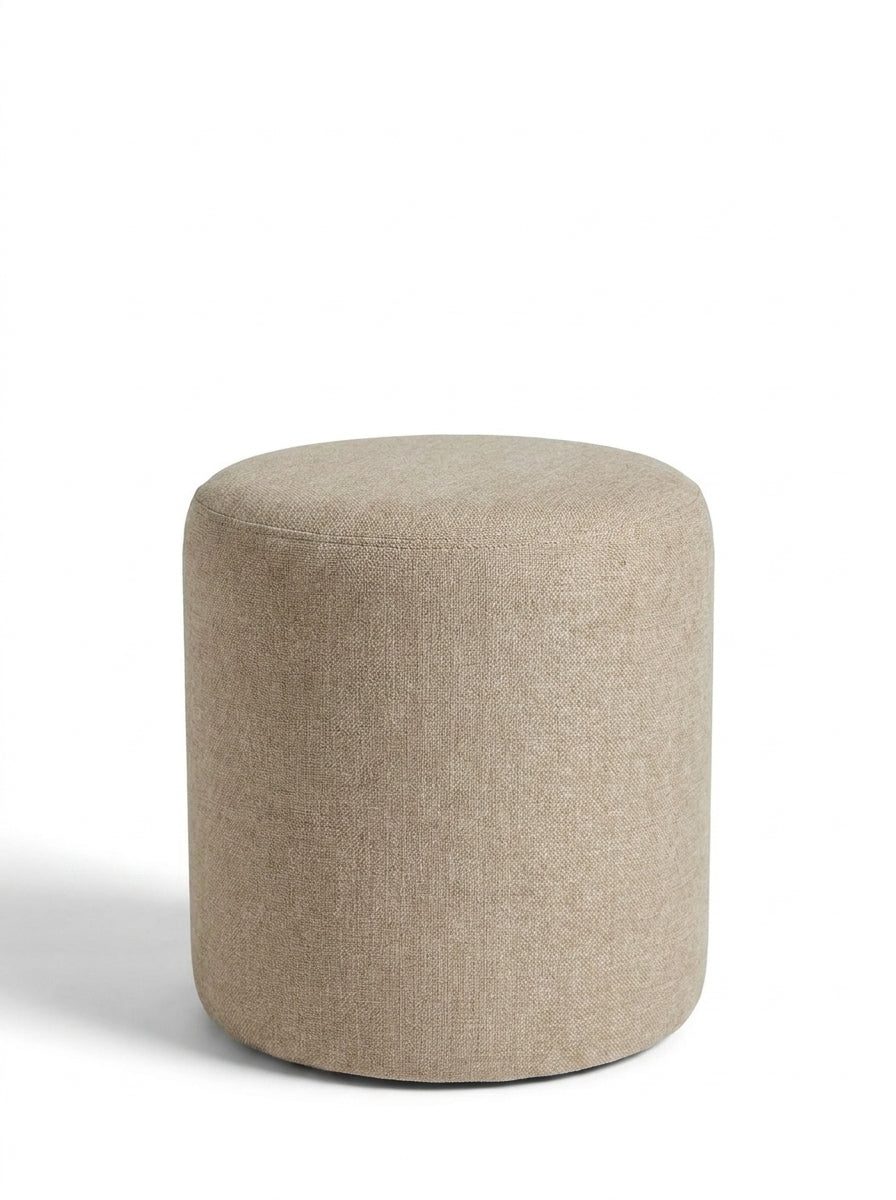 Mira Taupe Round Pouf