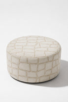 Mira Warm Ivory Cobblestone Patterned Round Pouf (60CMx33CM)