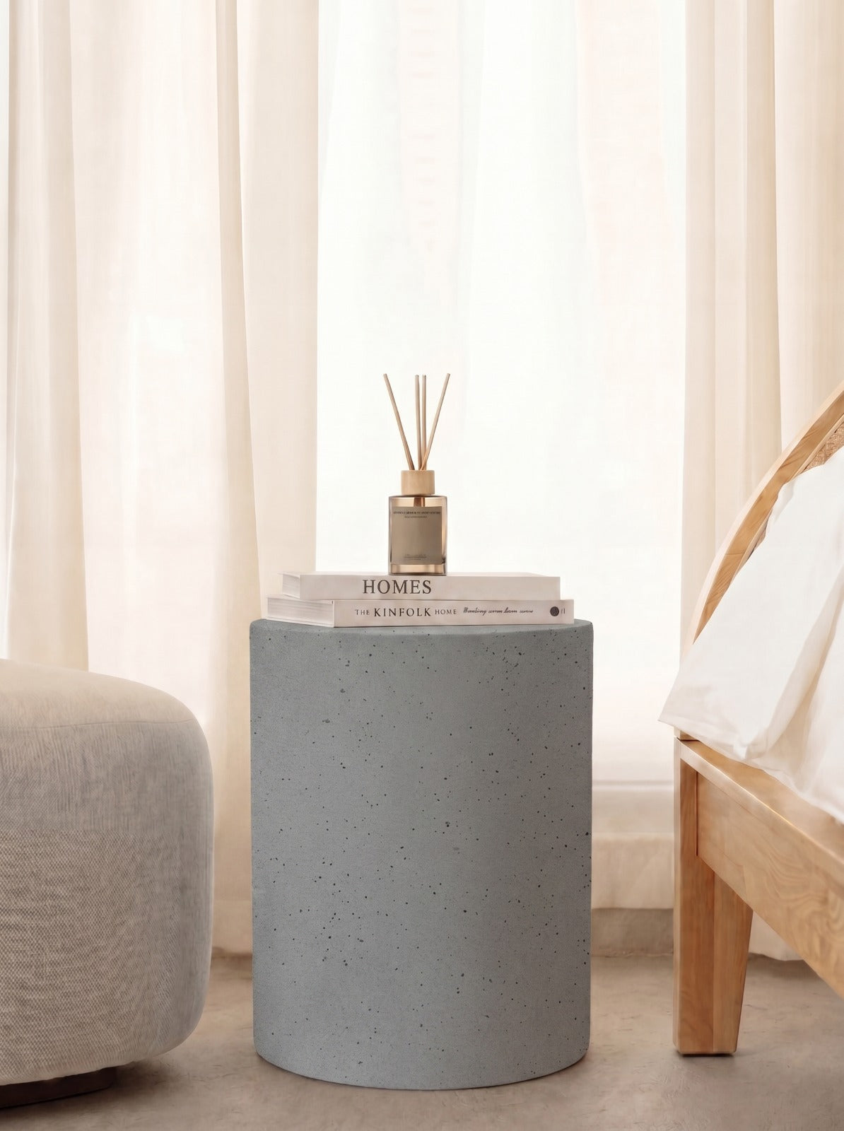 Miray Ash Grey Speckled Microconcrete Side Table