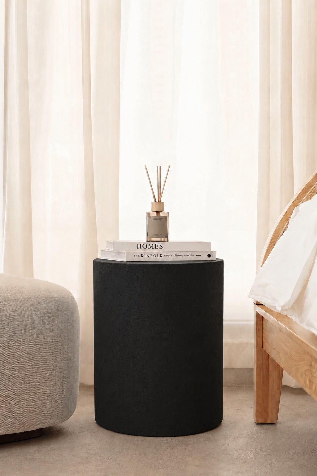 Miray Black Microconcrete Side Table