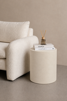 Miray Light Beige Microconcrete Side Table