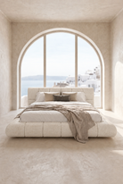Mirela Off White Grit Microconcrete Platform Bed
