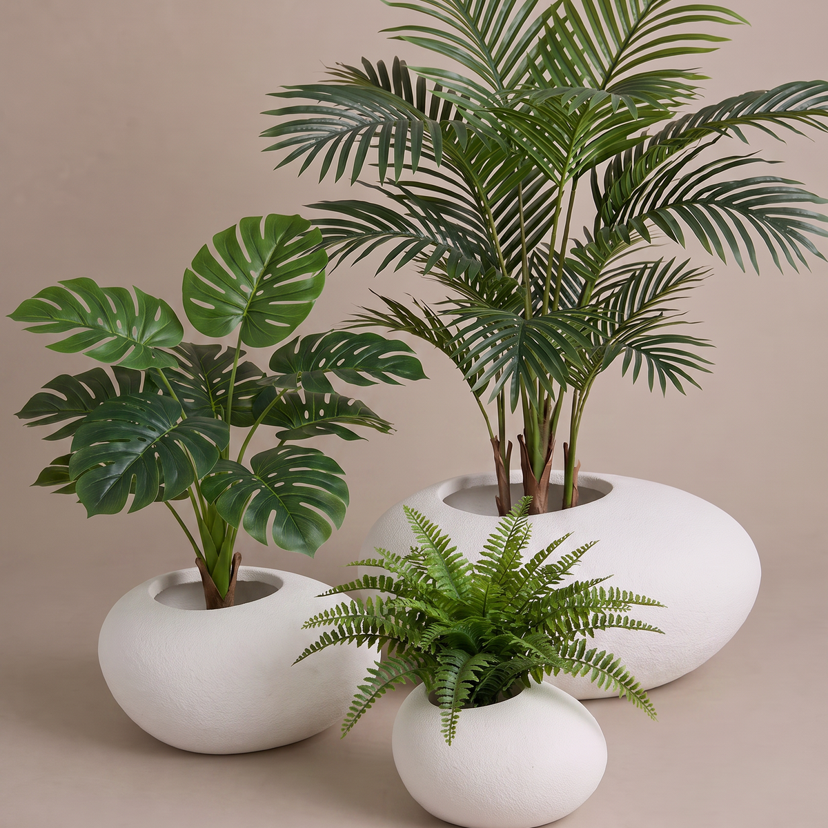 Mirevo White Ceramic Pebble Pot for Modern Indoor Plant Decor – Homekode
