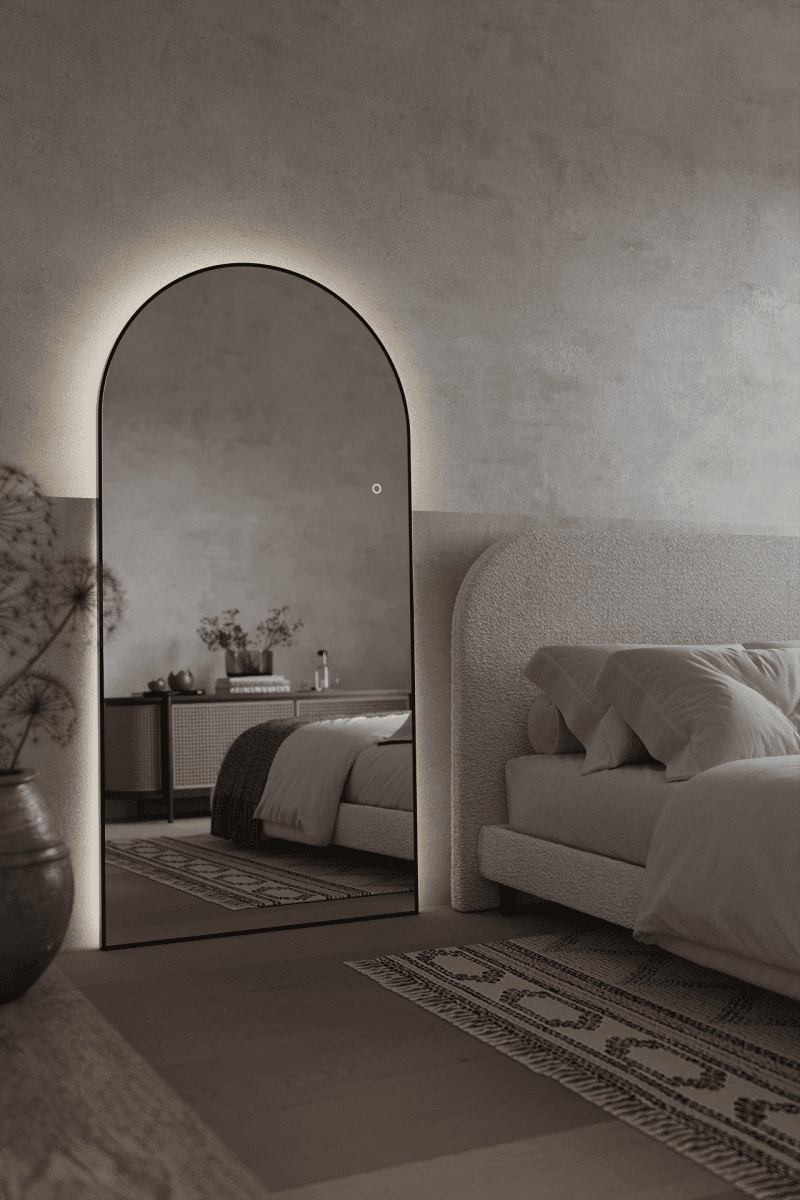 Alev Arched LED Wall Mirror with Soft Backlighting Homekode 180x90CM 