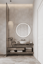 Ekin LED Silver Frame Round Mirror (4 Sizes) Homekode 100CM Diameter 