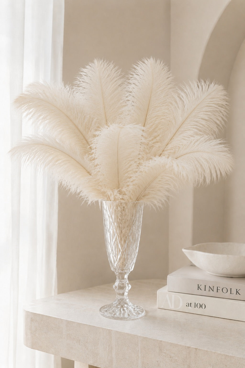 Nirova Beige Decorative Feather Stem (Pack of 10)