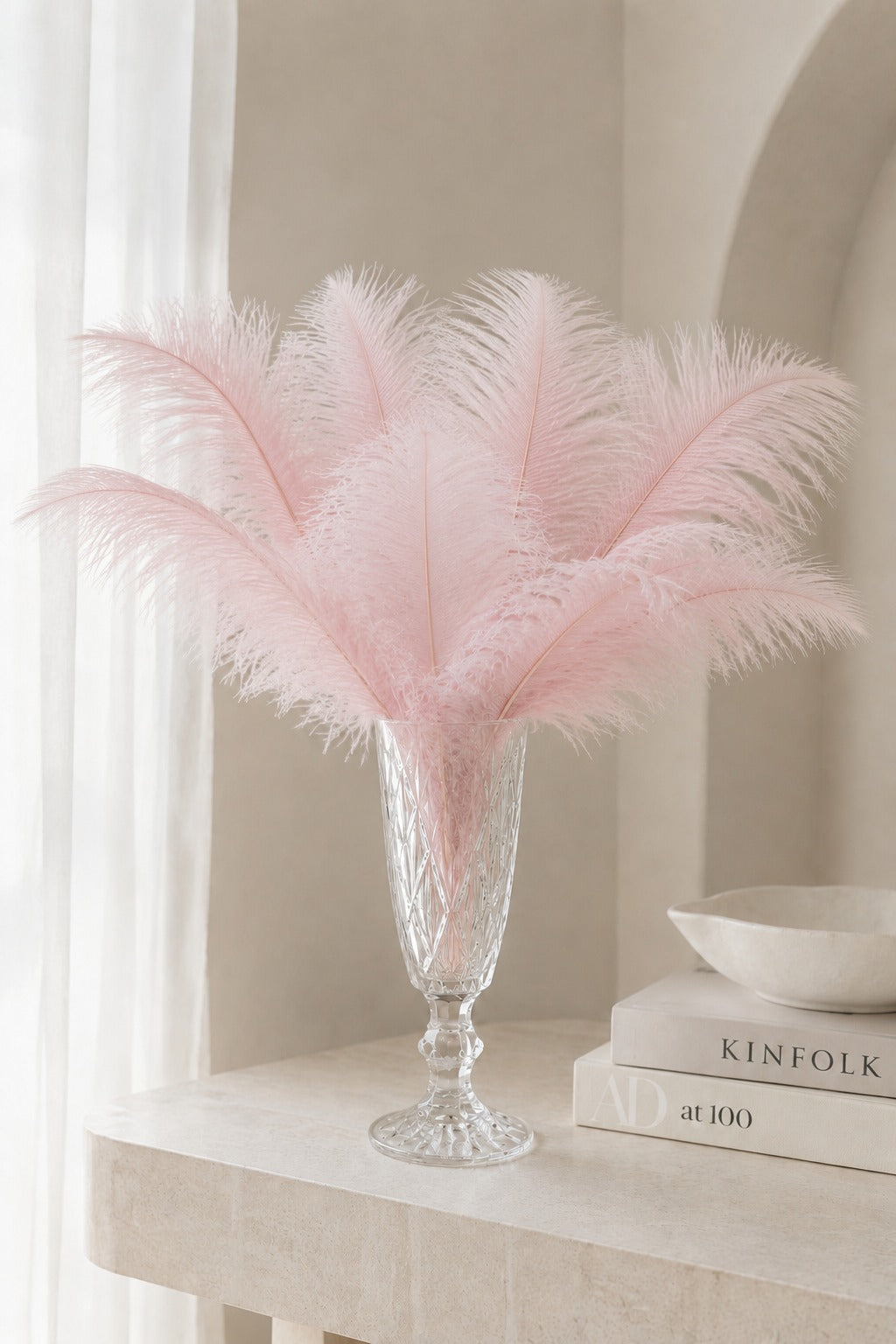 Nirova Light Pink Decorative Feather Stem (Pack of 10)