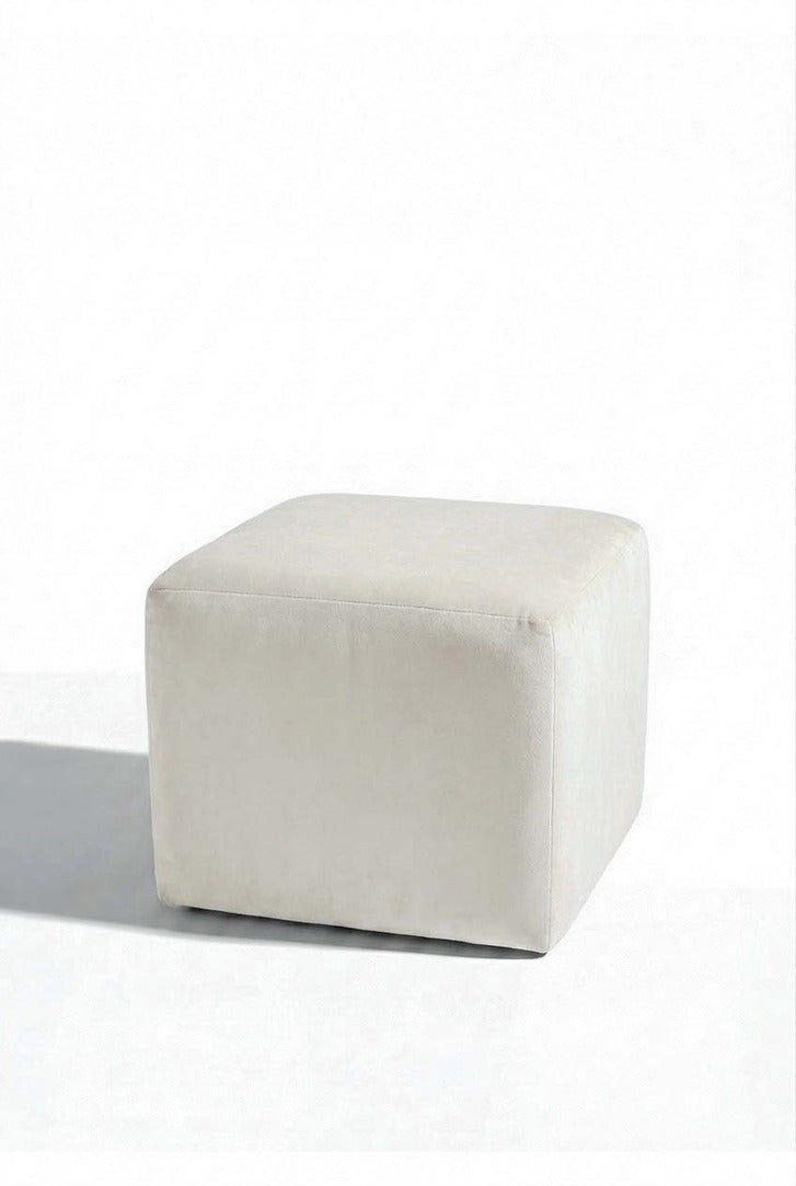 Noah Off White Velvet Boucle Pouf