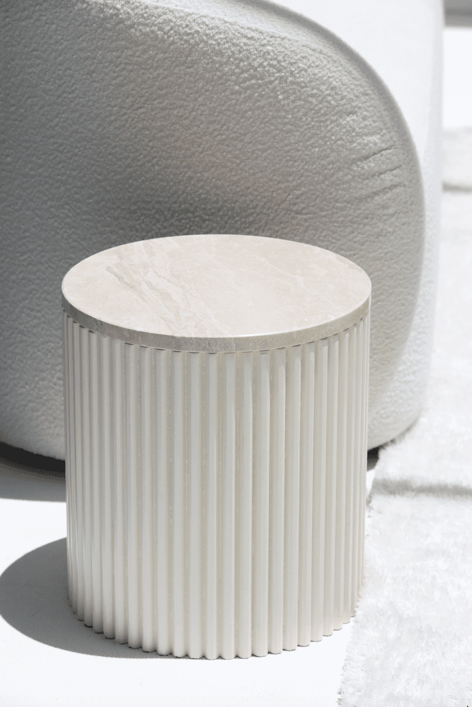 Nora Side Tables With Beige Wooden Base With Brecia Beige Top