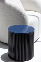 Nora Side Tables With Black Wooden Base With Blue Quz Top