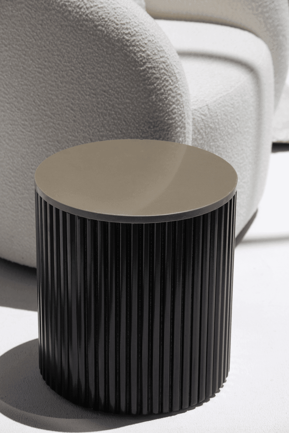 Nora Side Tables With Black Wooden Base With Brown Quz Top