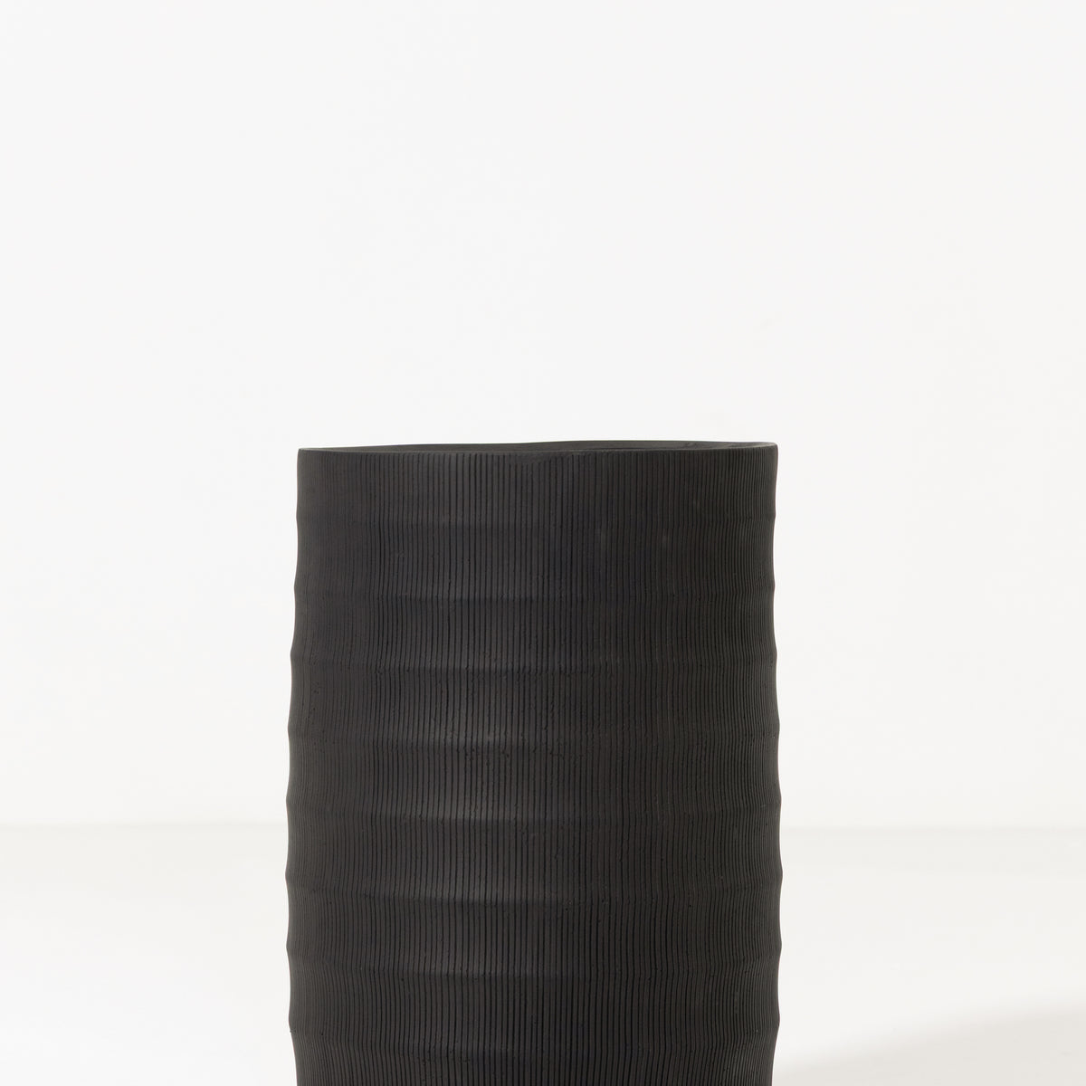 Black Ribbed Fiber Cement Planter Pot | Modern Tall Plant Pot UAE ...