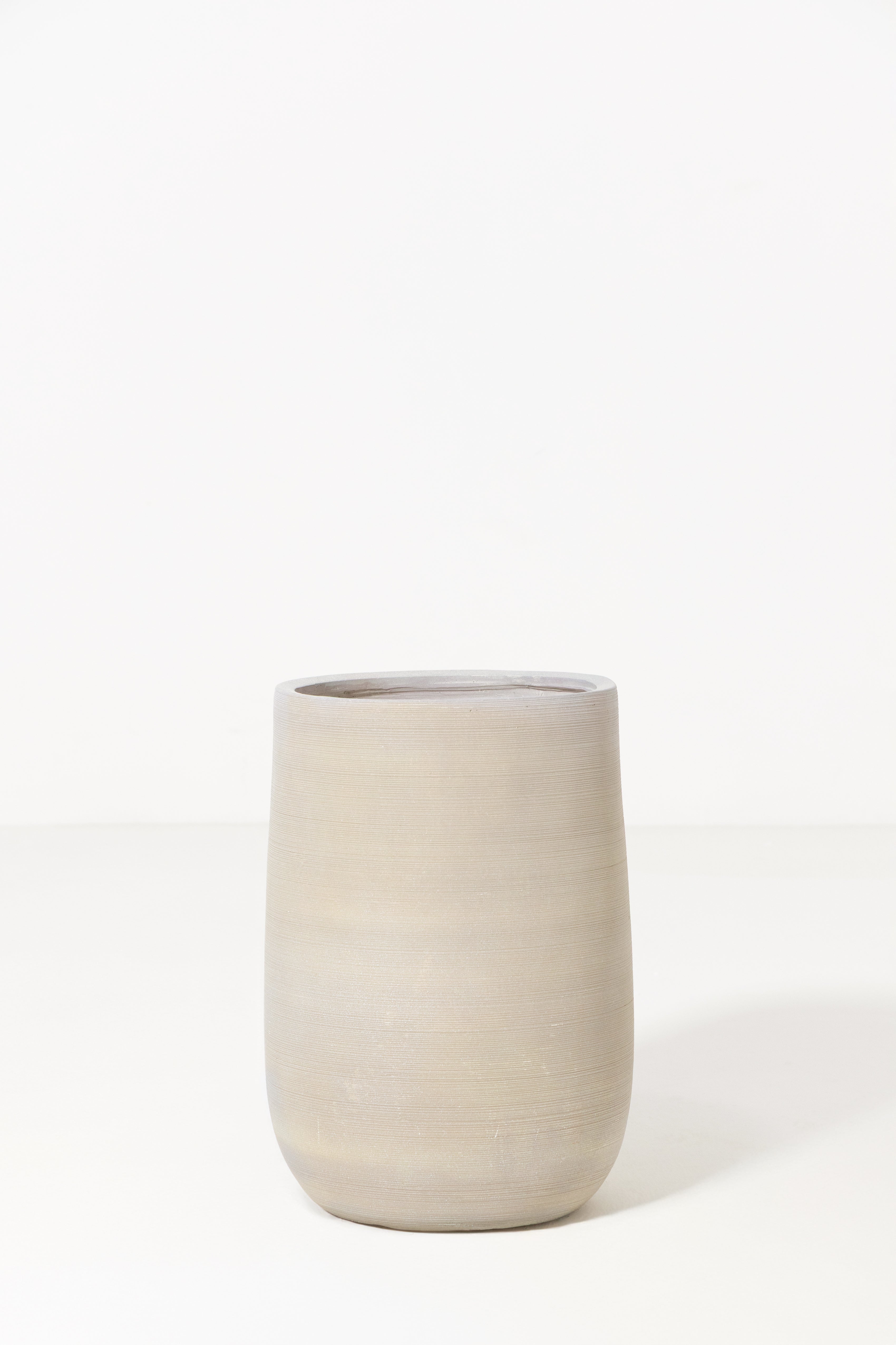 Beige Ribbed Fiber Cement Planter Pot | Modern Minimalist Plant Pot UAE ...
