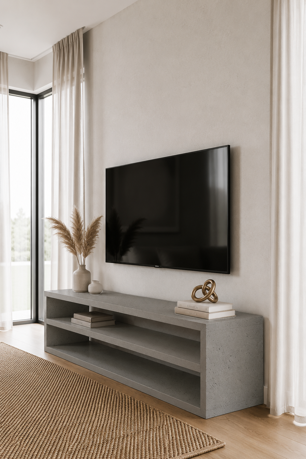Nysa Ash Grey Speckled Microconcrete TV Unit