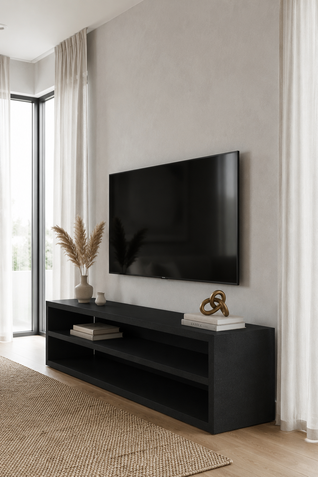Nysa Black Microconcrete TV Unit