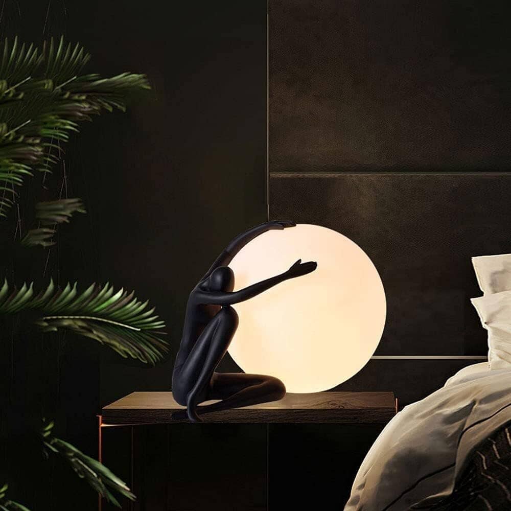 Humanoid Sculpture Moon Table Lamp Home 