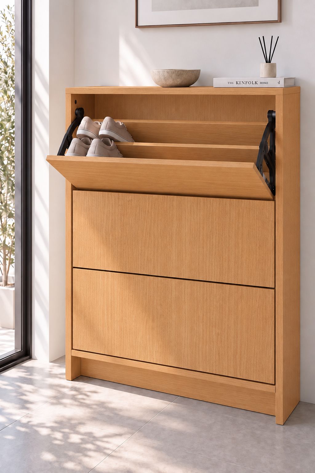 Orelvane Bavaria Beech Wooden Shoe Cabinet