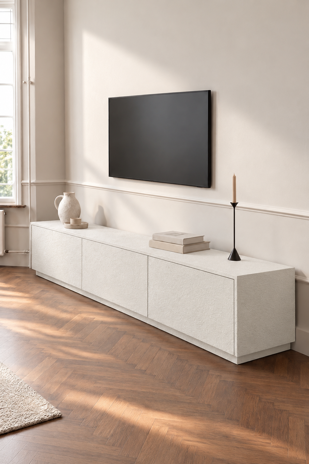 Orelvane Off White Grit Microconcrete TV Unit