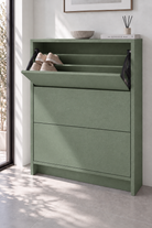 Orelvane Sage Green Microconcrete Shoe Cabinet