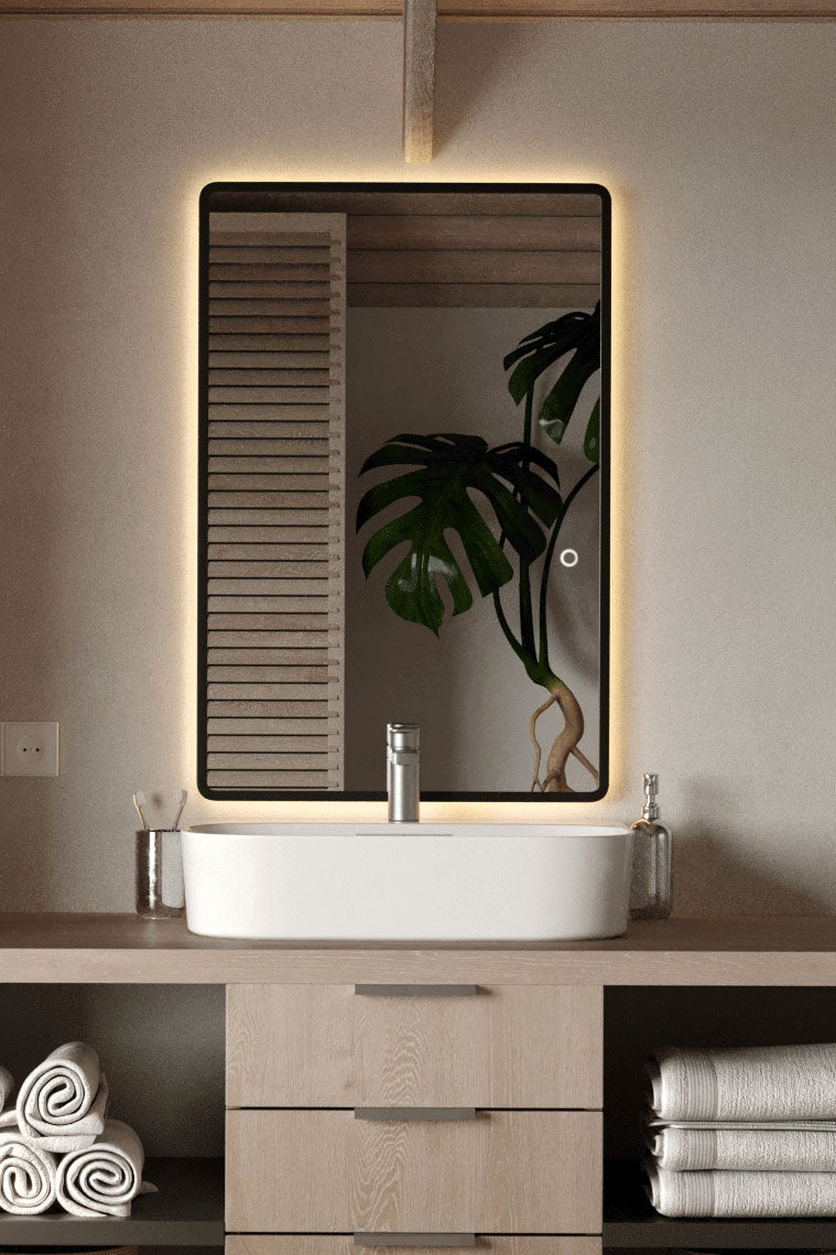 Orren Backlit Black Frame Wall Mirror