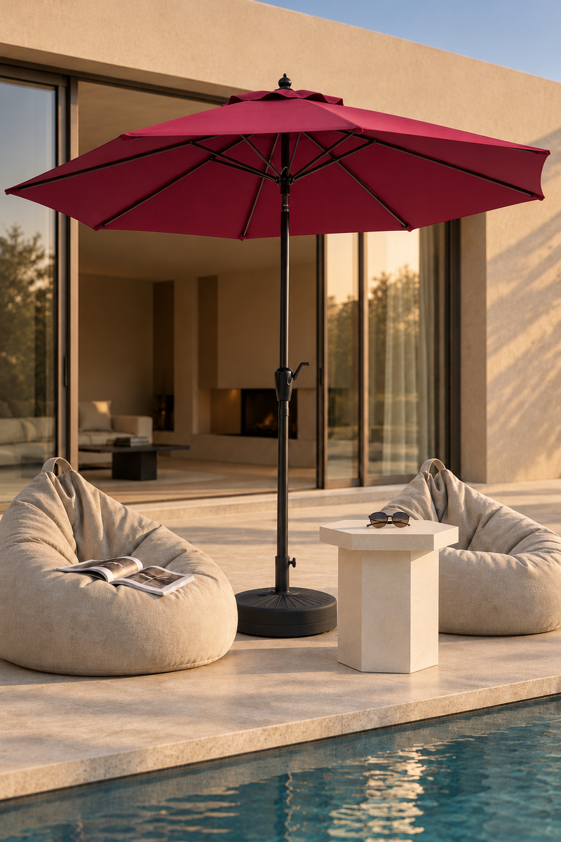 Oryva Burgundy Outdoor Umbrella Parasol for Patios and Garden Seating ...