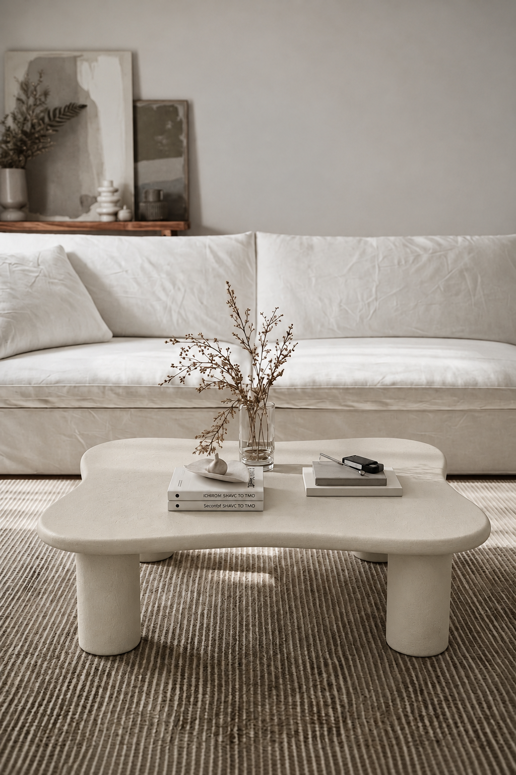 Quatreva Light Beige Microconcrete Coffee Table