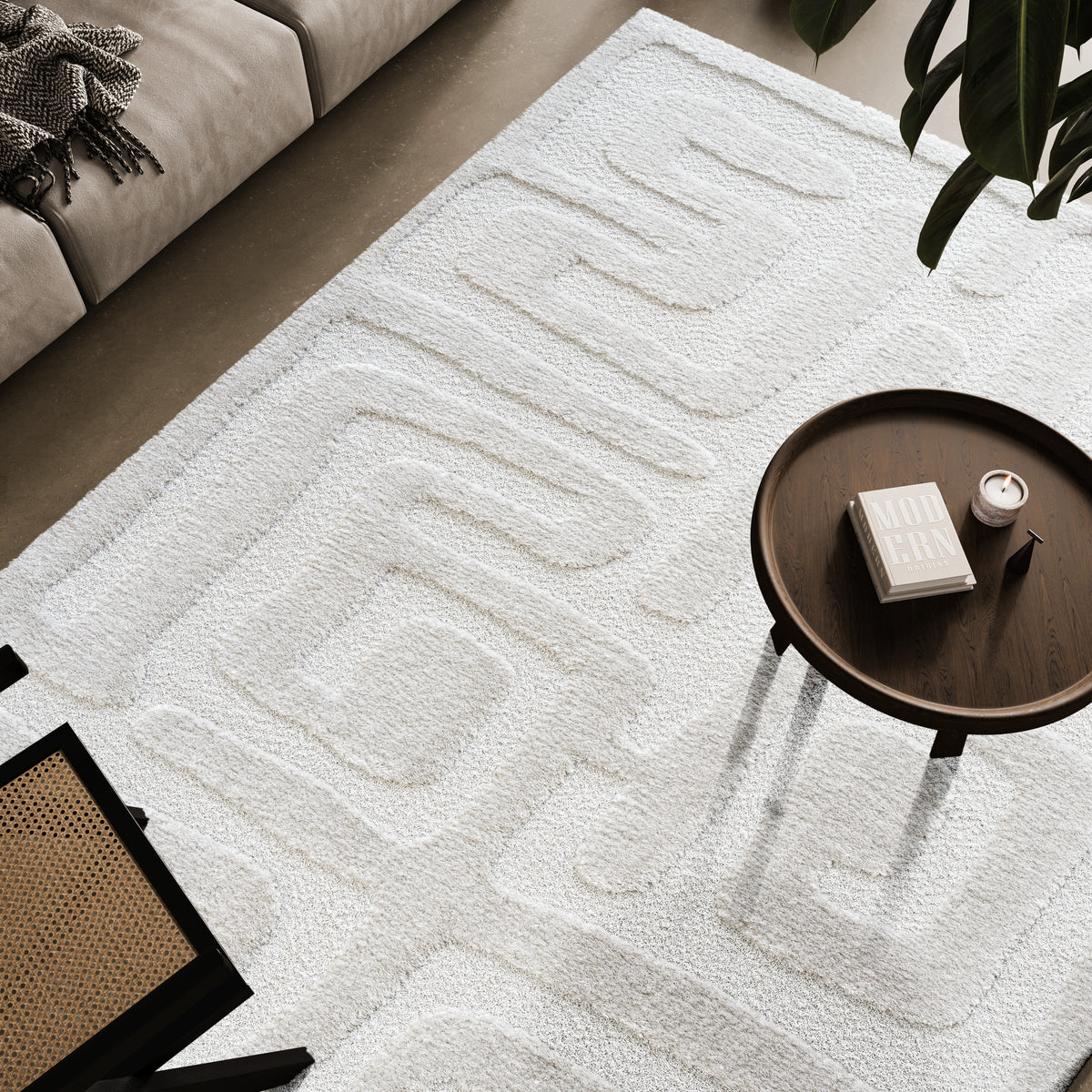 Brevin Geometric Off White Rug | Modern Soft Textured Area Rug UAE ...