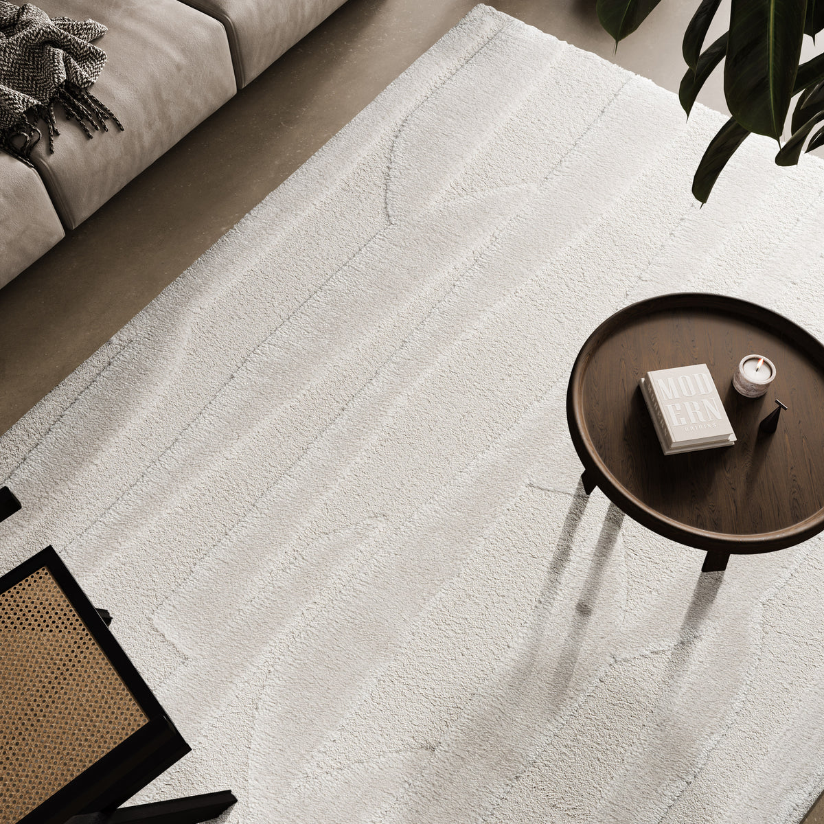 Off White Textured Rug Nerai Abstract Off White Rug | Soft Modern Textured Area Rug UAE – Homekode