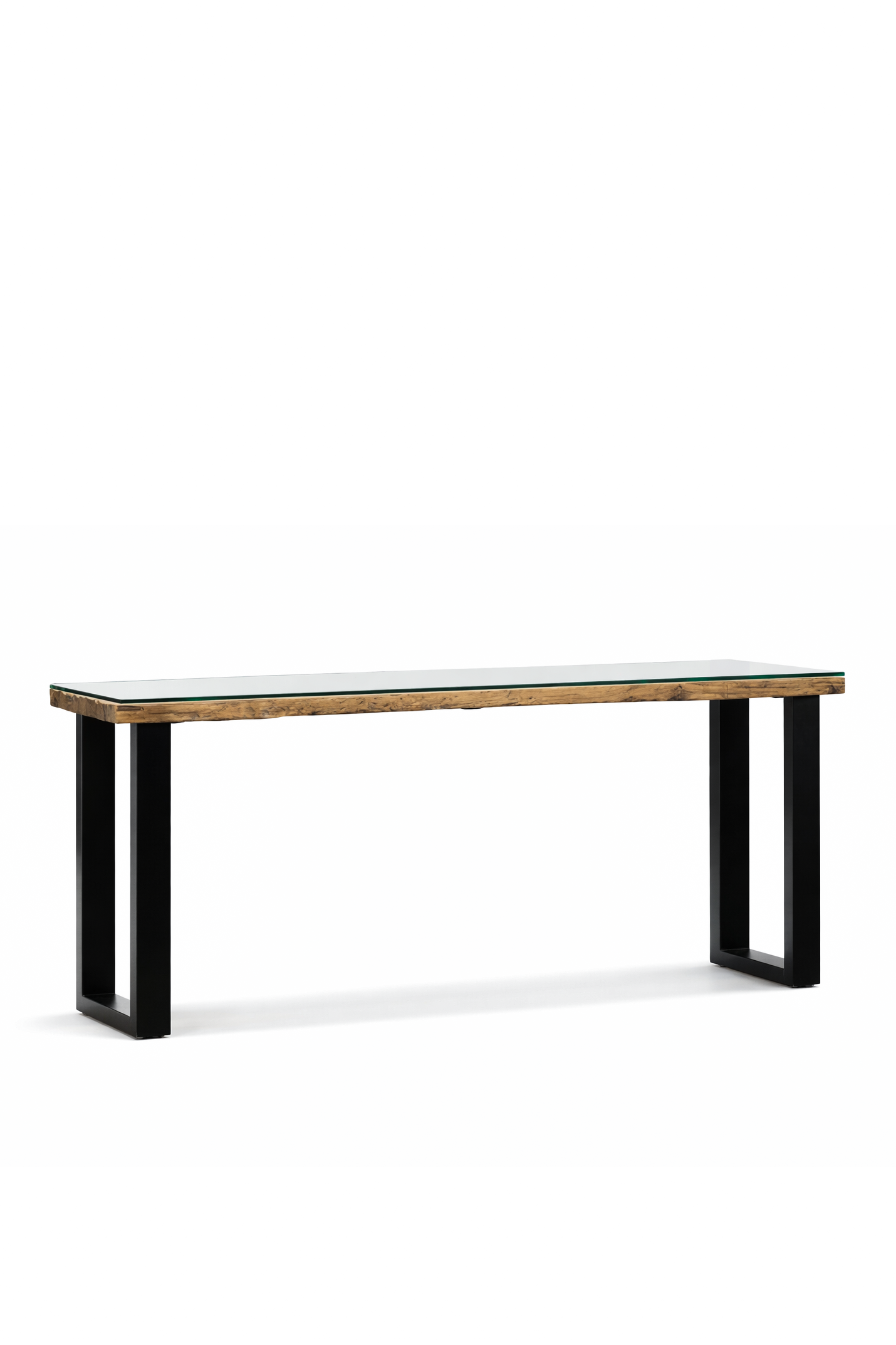 Railway Wood Console Table - Glass Top Entryway Hall Console - Homekode