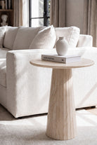 Rayne Beige Travertine Marble Side Table