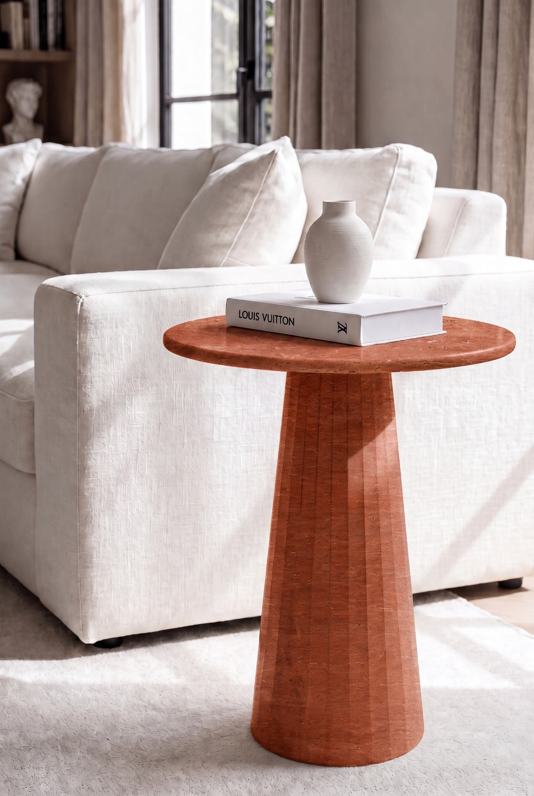 Rayne Red Travertine Side Table