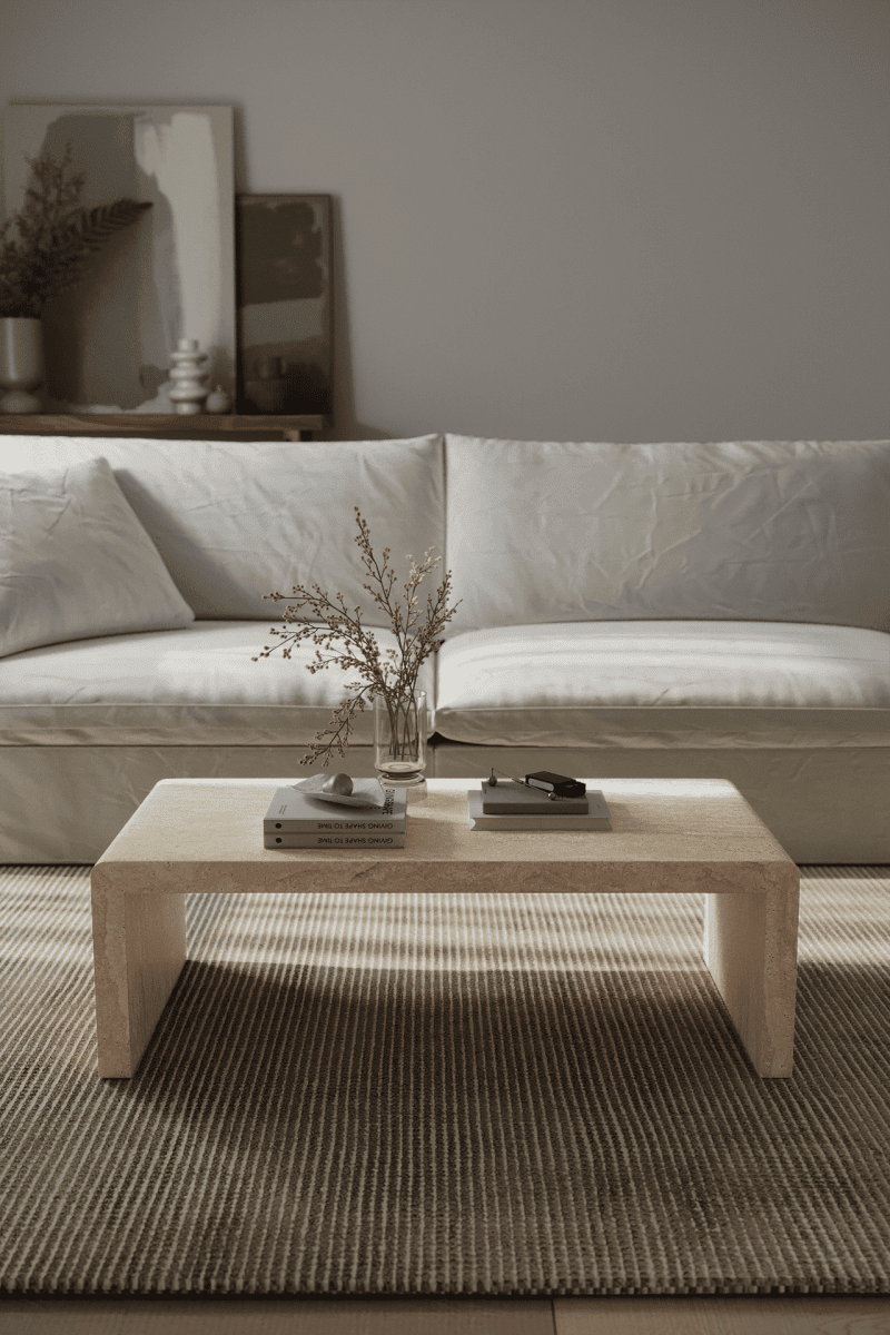 Camden Travertine U Shaped Coffee Table (2 Sizes) MGH 