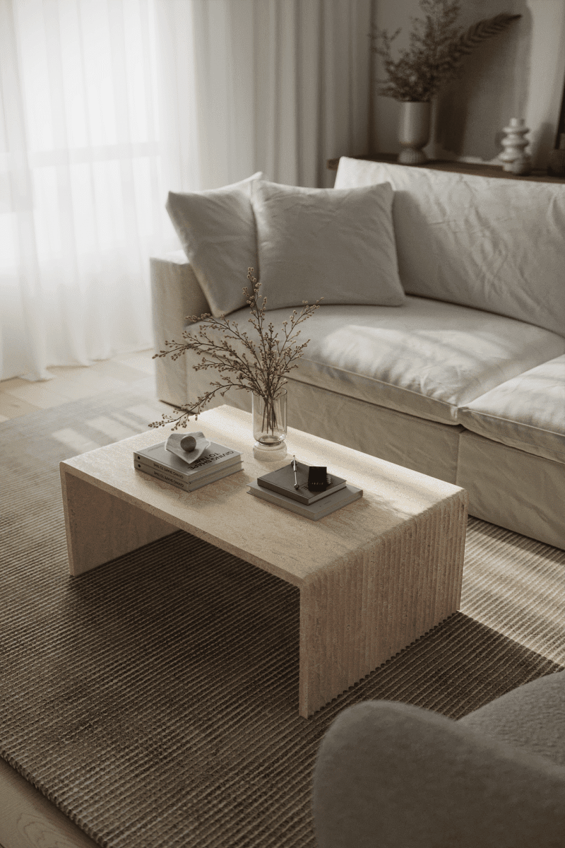 Geneva Travertine U Shaped Coffee Table(3 Sizes) 