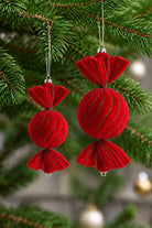 Rilva Red Flocked Christmas Candy Ornament