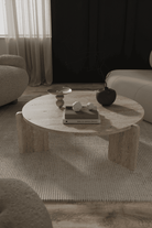 Ivy 3 Leg Travertine Coffee Table Coffee Tables 