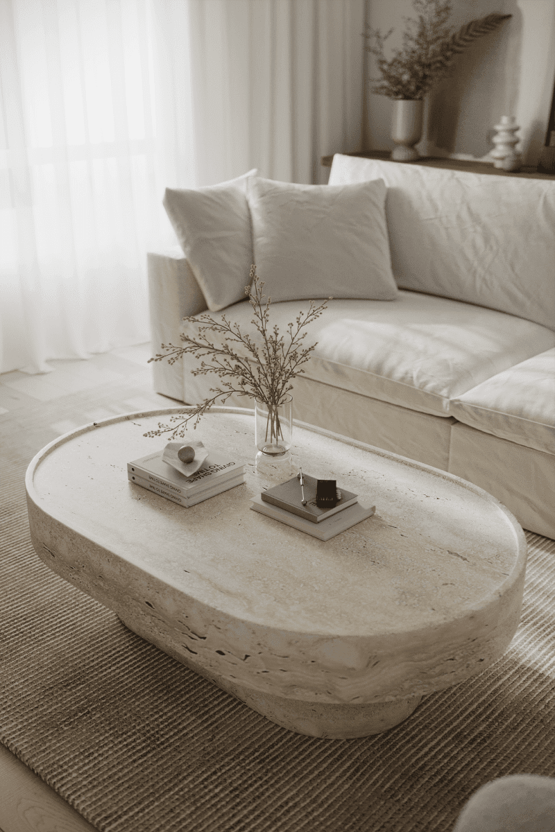 Arizona Travertine Oval Coffee Table 