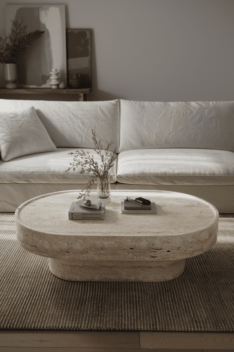 Arizona Travertine Oval Coffee Table 