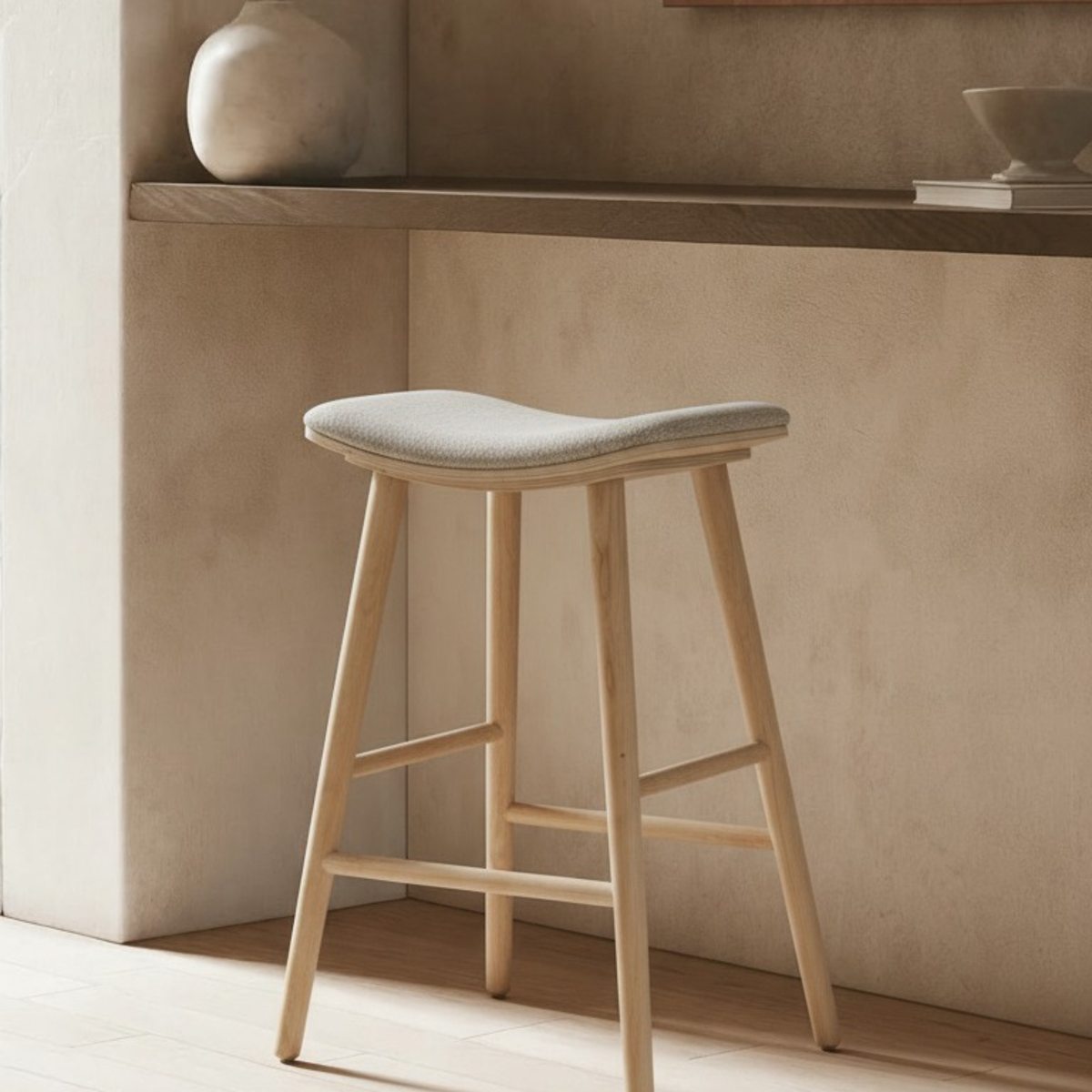 Elevate Your Kitchen with a Timeless Ash Wood Counter Stool – Homekode