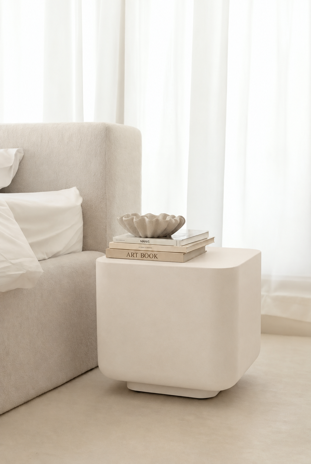 Roche Light Beige Microconcrete Side Table