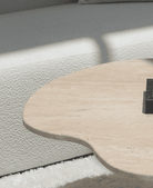 Rosa Irregular Travertine Coffee Table with Travertine Slat Base (2 Sizes) 