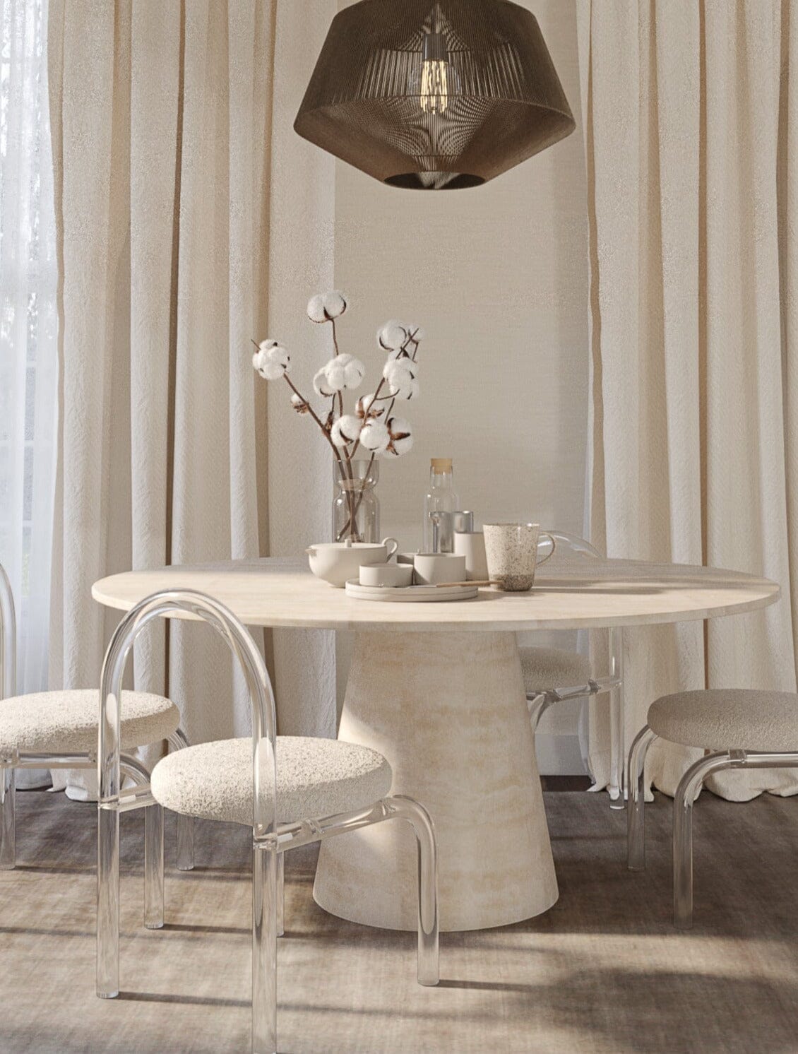 Belova Travertine Round Dining Table Homekode 