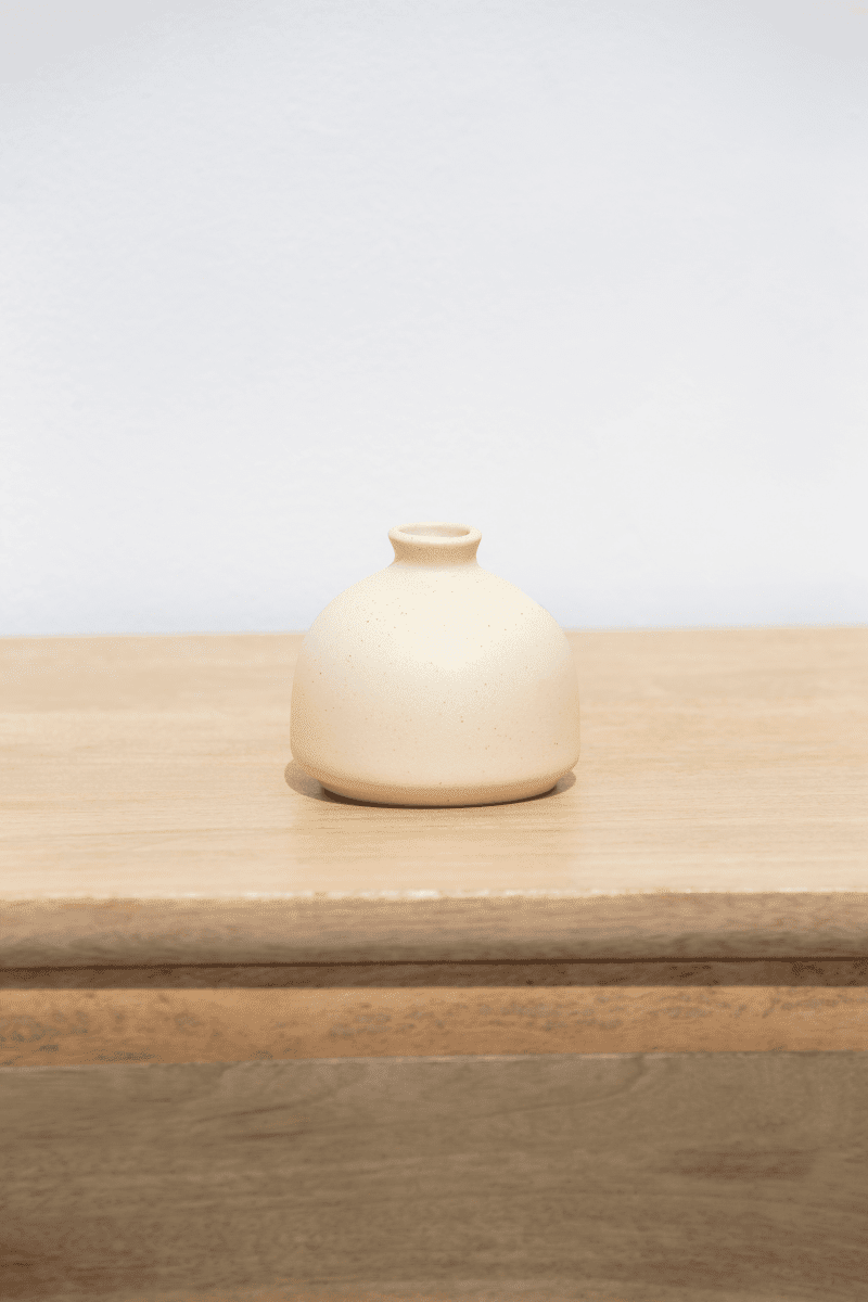 Round Mini Beige Ceramic Vase 