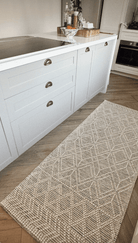 Diamond Radiance - Natural White Woven Diamond Patterned Rug (5 Sizes) WOVEN RUG RAM 80x200 CM (Hallway Rug) 