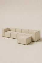 Safa Light Beige Modular 4 Seater Sofa with Ottoman