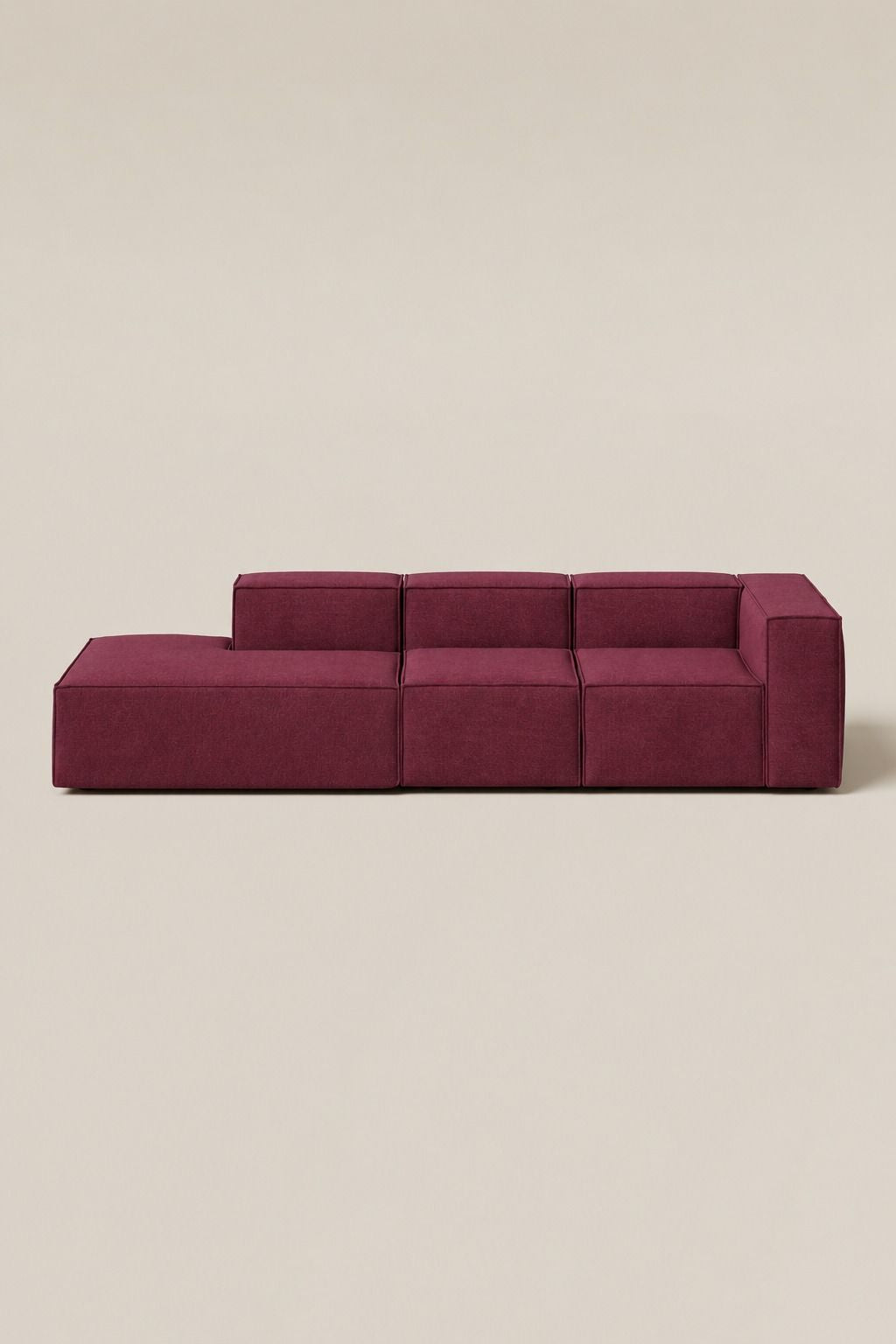 Safa Maroon 3 Seater Chaise Modular Sofa