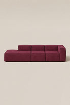 Safa Maroon 3 Seater Chaise Modular Sofa